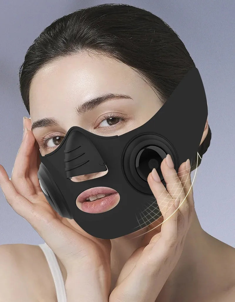 Black photon rejuvenation mask beauty device for home facial skin care.