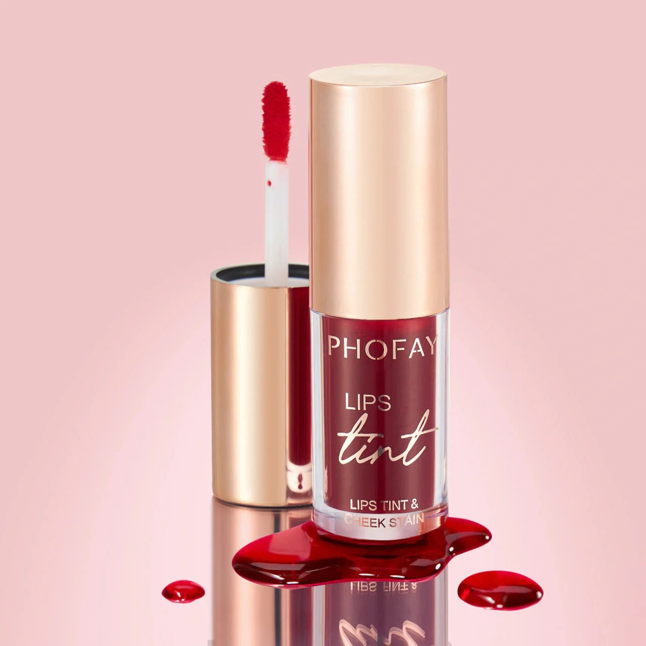 PHOFAY Lip Tint in various shades, showcasing vibrant, long-lasting colour for lips and cheeks.