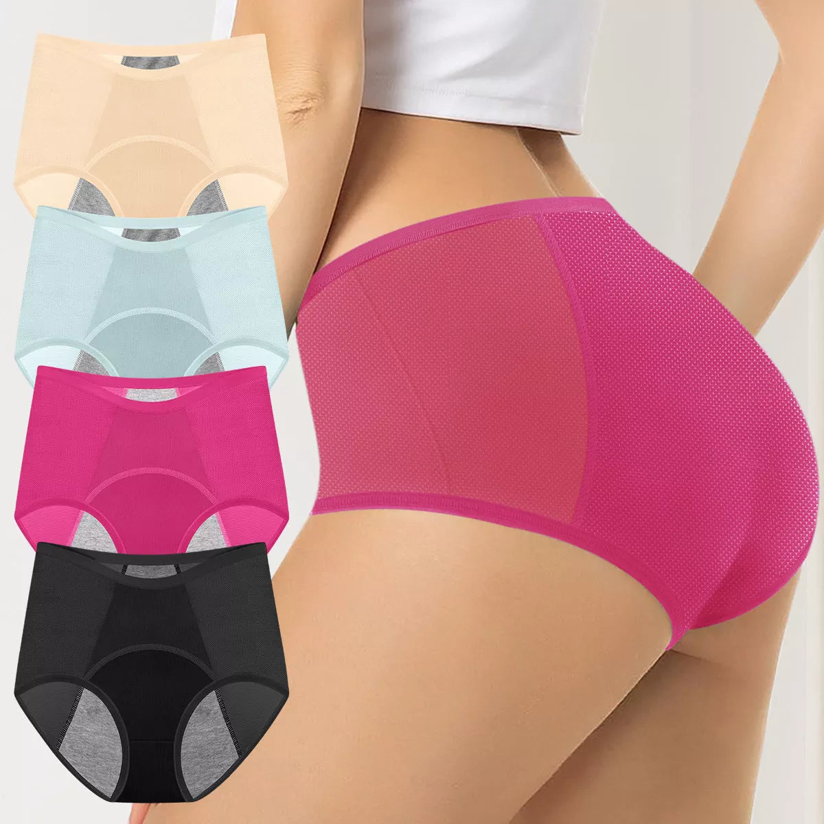 Women's High Waist Physiological Pants in 4-colour set offering comfort and style