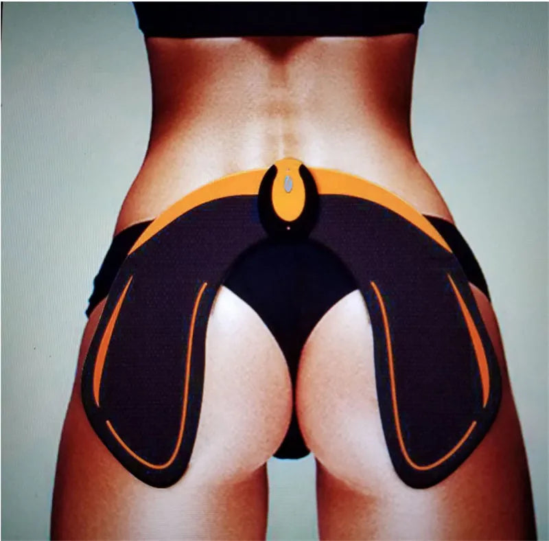 EMS hip muscle training stimulator with host unit and buttock patch for abdominal toning and buttock lifting