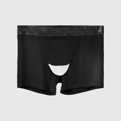 Men's ice silk nylon boyshorts in black, grey, blue, white, and light blue colours