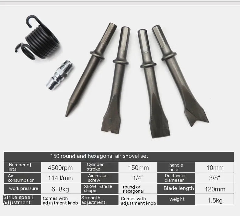 150mm pneumatic air hammer tool with hexagonal and round handle options for rust removal applications