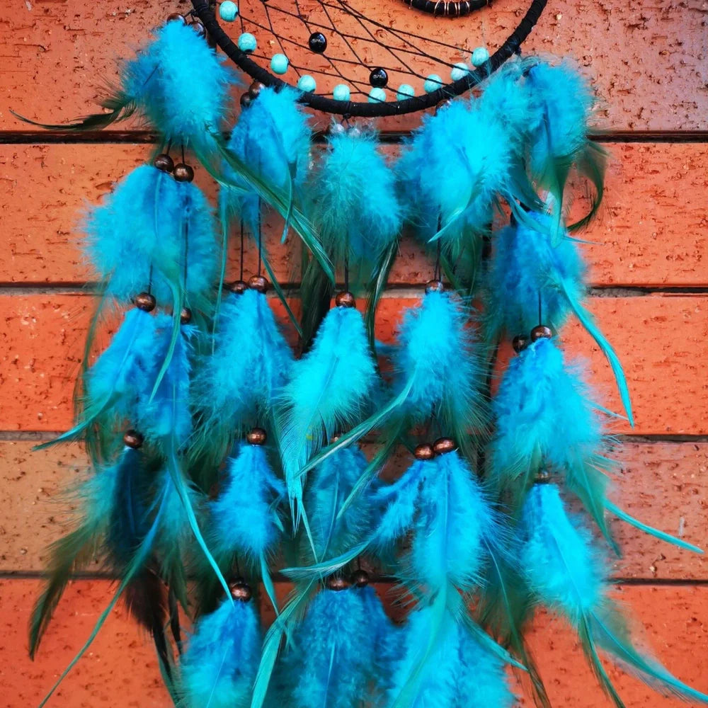 Tree of Life handmade feather dream catcher wall decoration with 16cm diameter