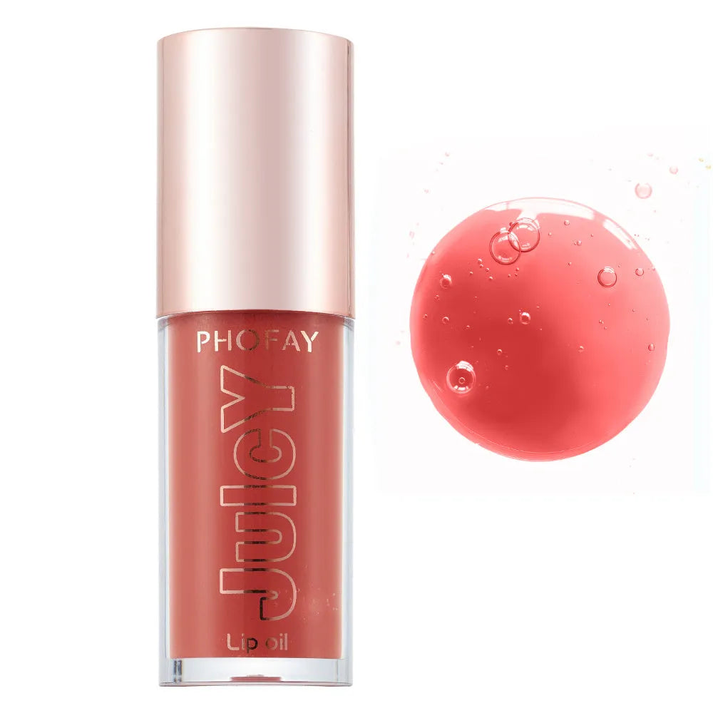 PHOFAY Juicy Lip Oil bottle with doe-foot applicator in non-sticky formula