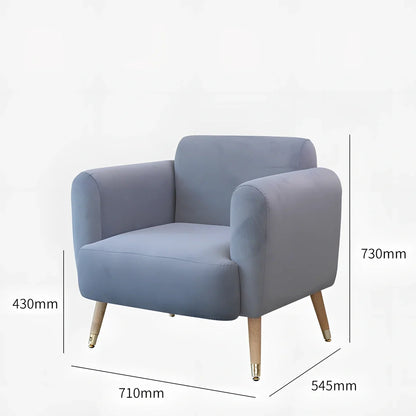 Modern fabric sofa chair in blue grey colour with 73cm width and medium density foam sponge filling