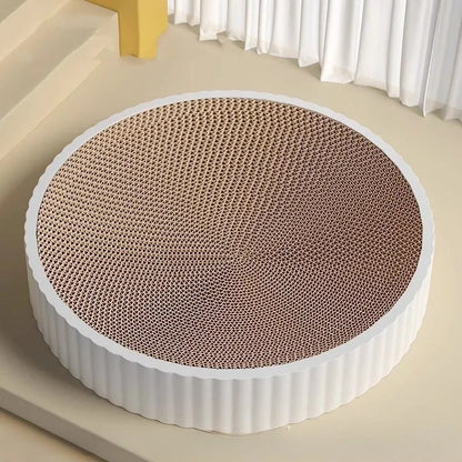 55cm round cat scratching board with replaceable corrugated paper surface in green colour