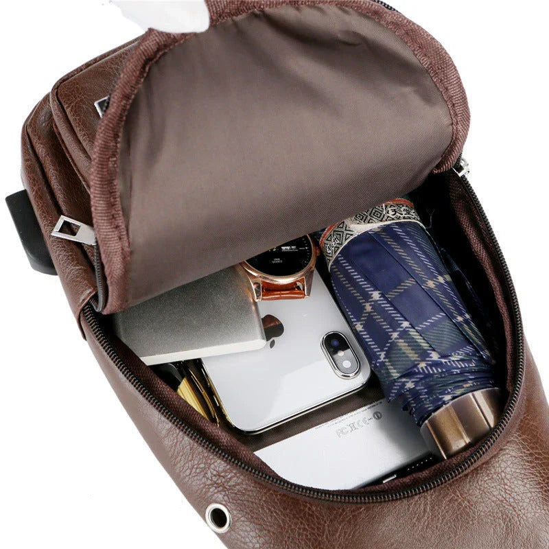 Stylish USB charging messenger bag with durable, wear-resistant fabric and multiple interior compartments for organized storage