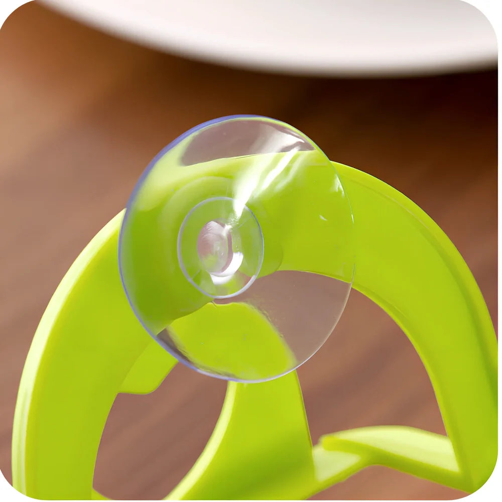 Plastic hook sponge storage rack with suction cups in pink, blue, green, white colours