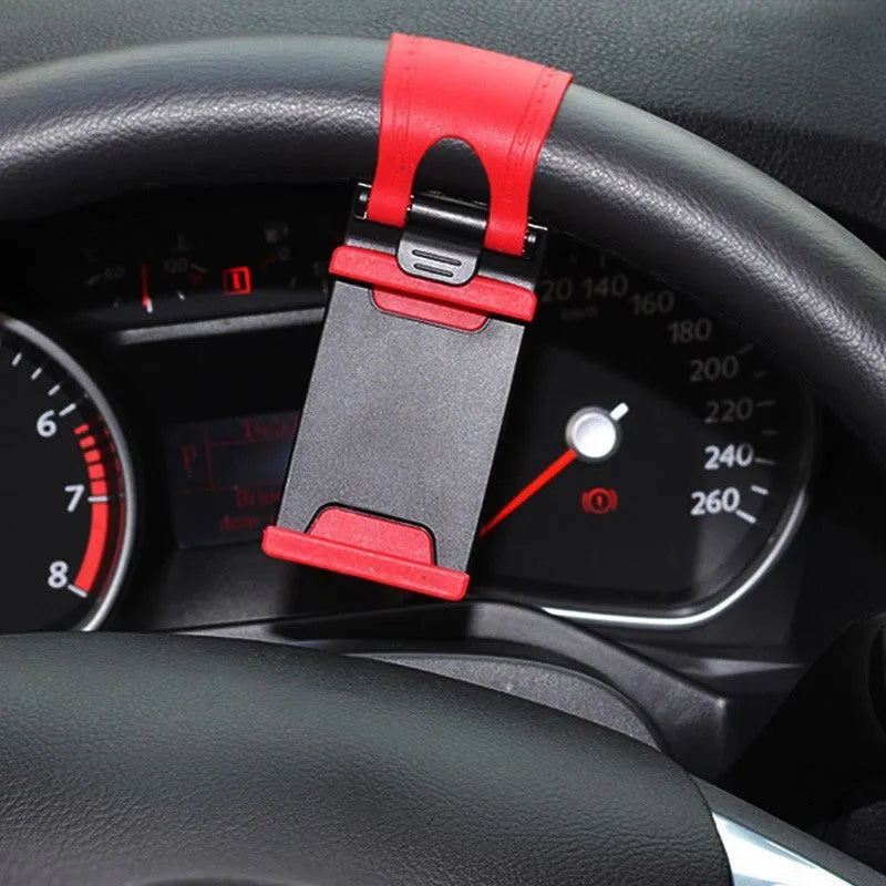 Car steering wheel clip mount holder universal car phone holder for iPhone 8 7 6 6s Samsung Xiaomi Huawei mobile phone GPS navigation device black or red colour options single pack or multi-pack available