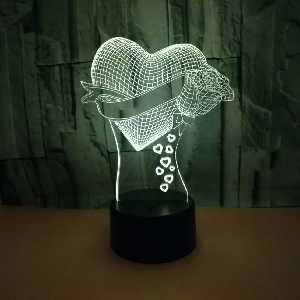 3D night light with acrylic panel and ABS base showing multi-colour illumination options