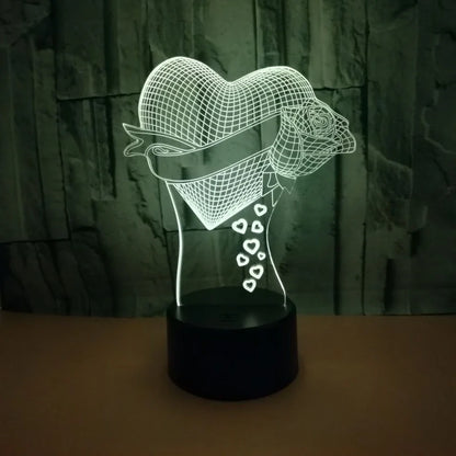 3D night light with acrylic panel and ABS base showing multi-colour illumination options