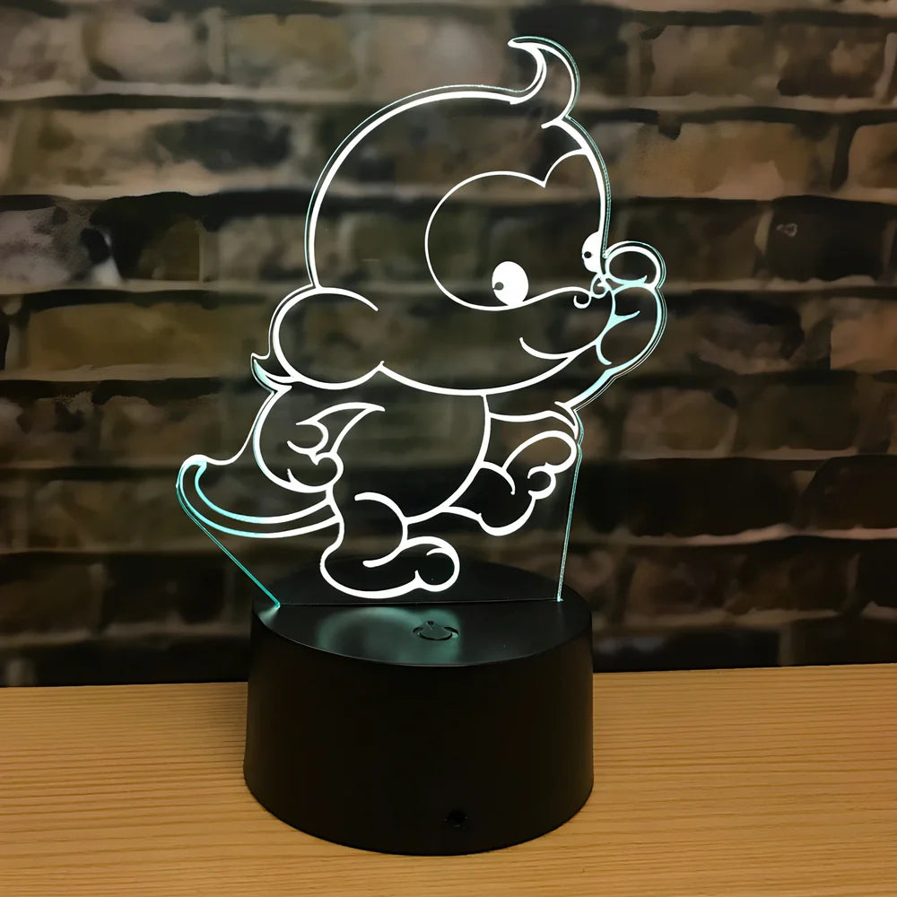 Zodiac LED night light in ox model on ABS base, showing touch-activated seven colours and 87x87x41mm dimensions