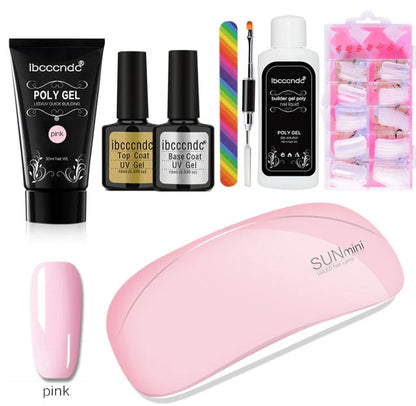 100-piece scaled nail crystal set with painless extension glue in six colours