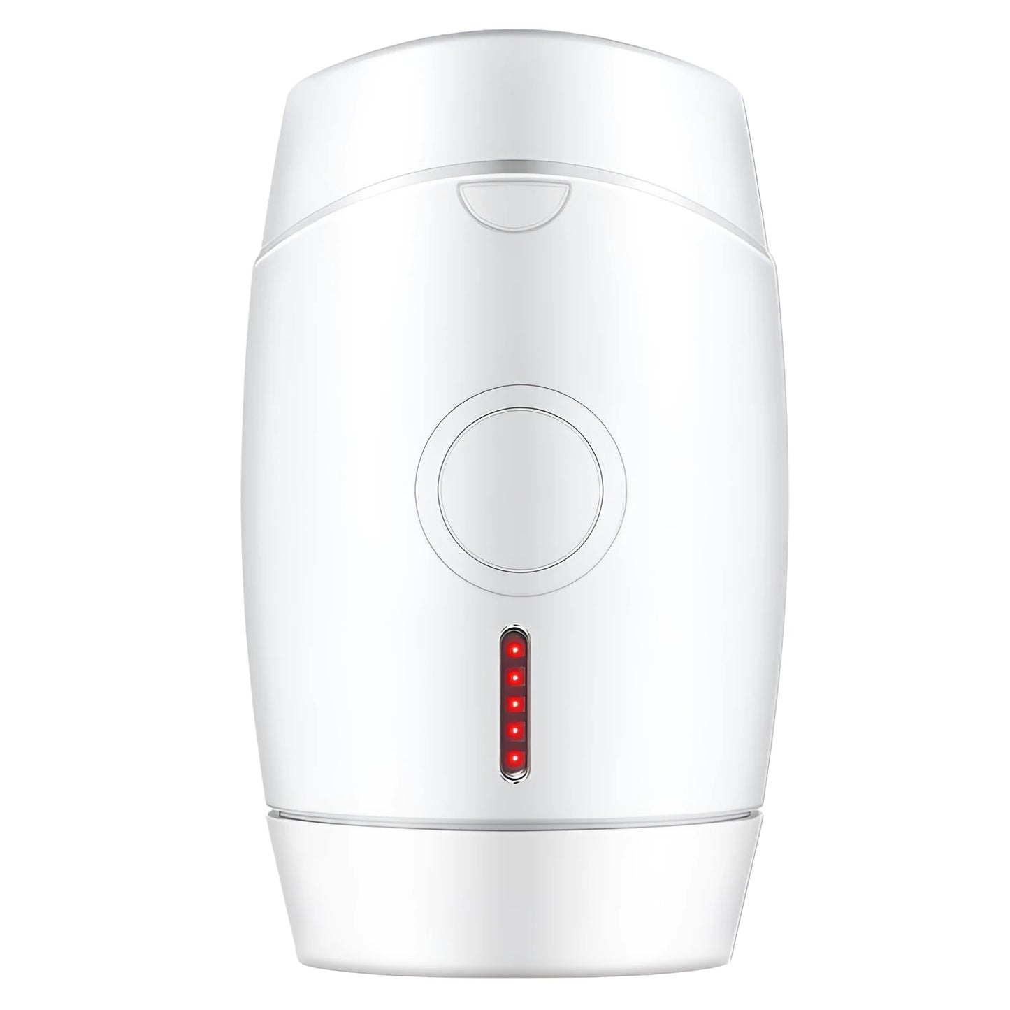 White home laser hair removal device with display, shown next to its power adapter.