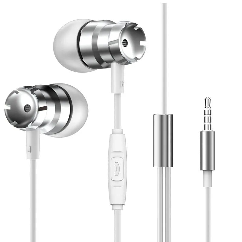 Metal turbo in-ear headphones with 3.5mm plug and built-in microphone in various colours