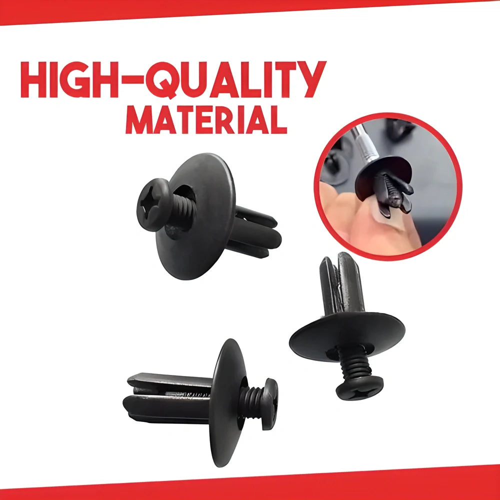 100 pack of versatile car wing screw fixers in various sizes for repairing and securing fenders, bumpers, and other car components