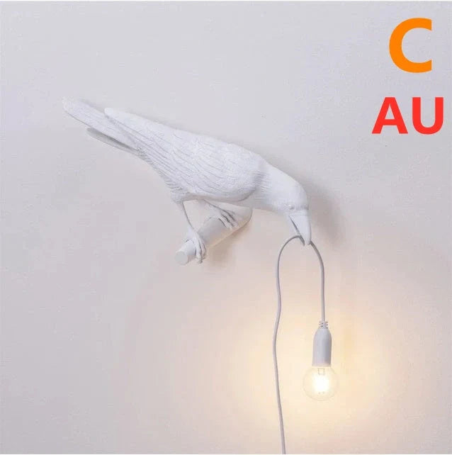 Creative Auspicious Bird Resin Wall Lamp Decoration in white or black