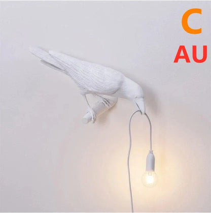 Creative Auspicious Bird Resin Wall Lamp Decoration in white or black