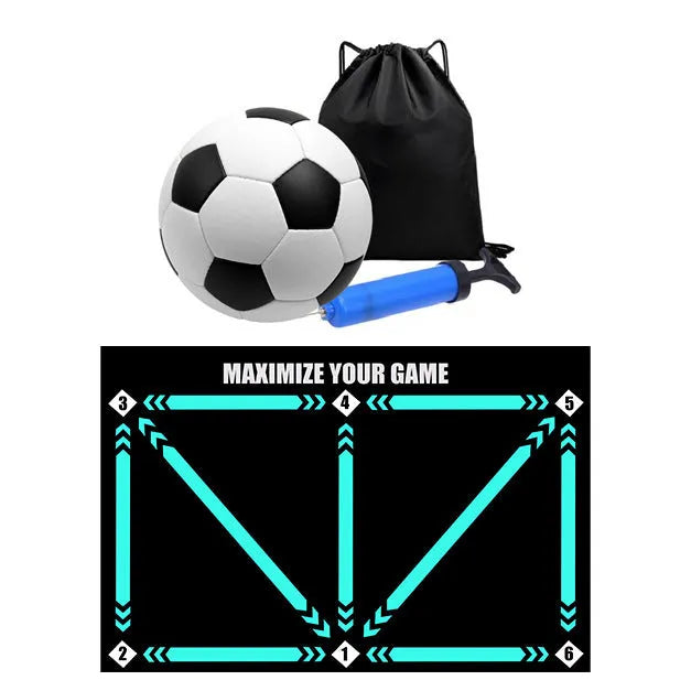 Indoor football training mat skill lifting practice mat designed for foot basket row movement, made from rubber material in cushion colour, providing a portable training surface for football skill development at home or in the gym.