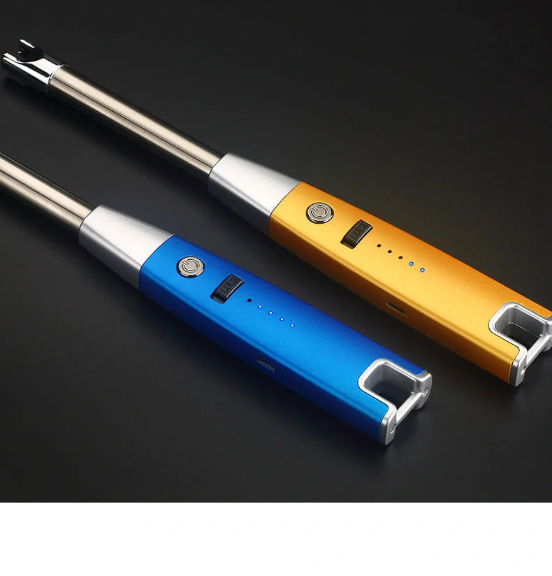 USB rechargeable plasma windproof lighter in various colours with bottle opener and keychain features