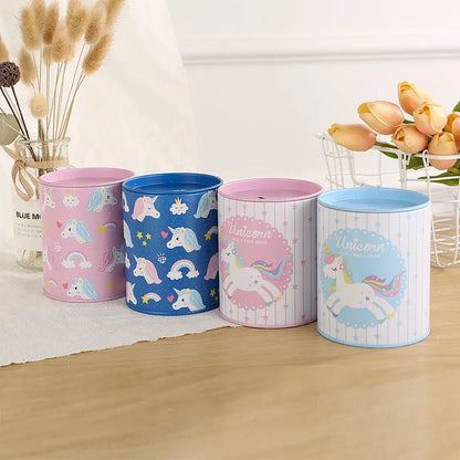 British style metal piggy bank coin tin with secure slot