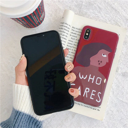 Stylish Japanese-inspired silicone phone case with captivating illustration of a fashionable young woman