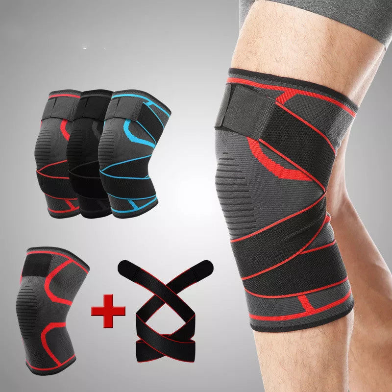 COOLFit outdoor sports compression knee pads in black grey, grey red, and grey blue