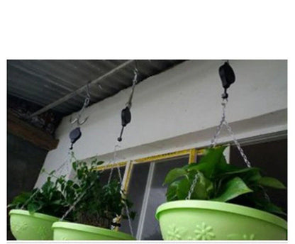 Detachable hanging basket hook with elastic cord for adjustable plant displays