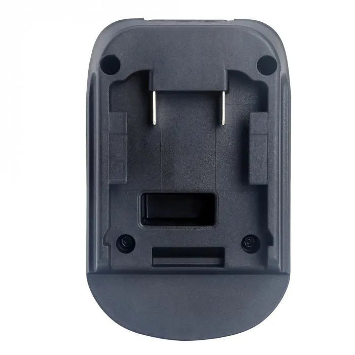 Black battery adapter for converting Milwaukee DM18M tools to MAKITA H99F batteries