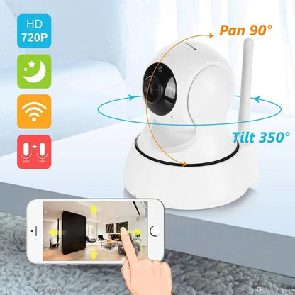 720p HD Wi-Fi home security camera with night vision and sleek, modern design
