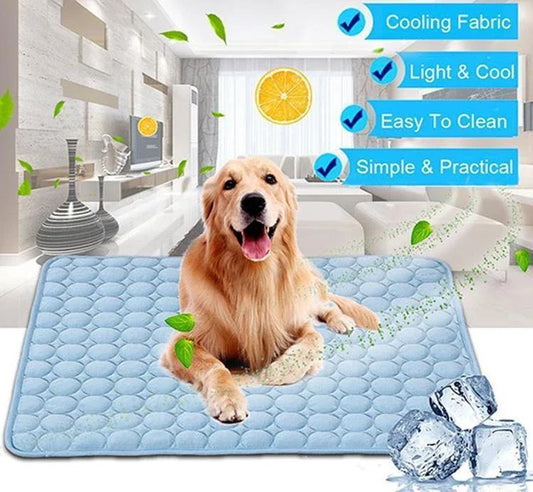 Premium cooling pet pad made with heat-resistant fibers for instant relief from summer heat for dogs and cats