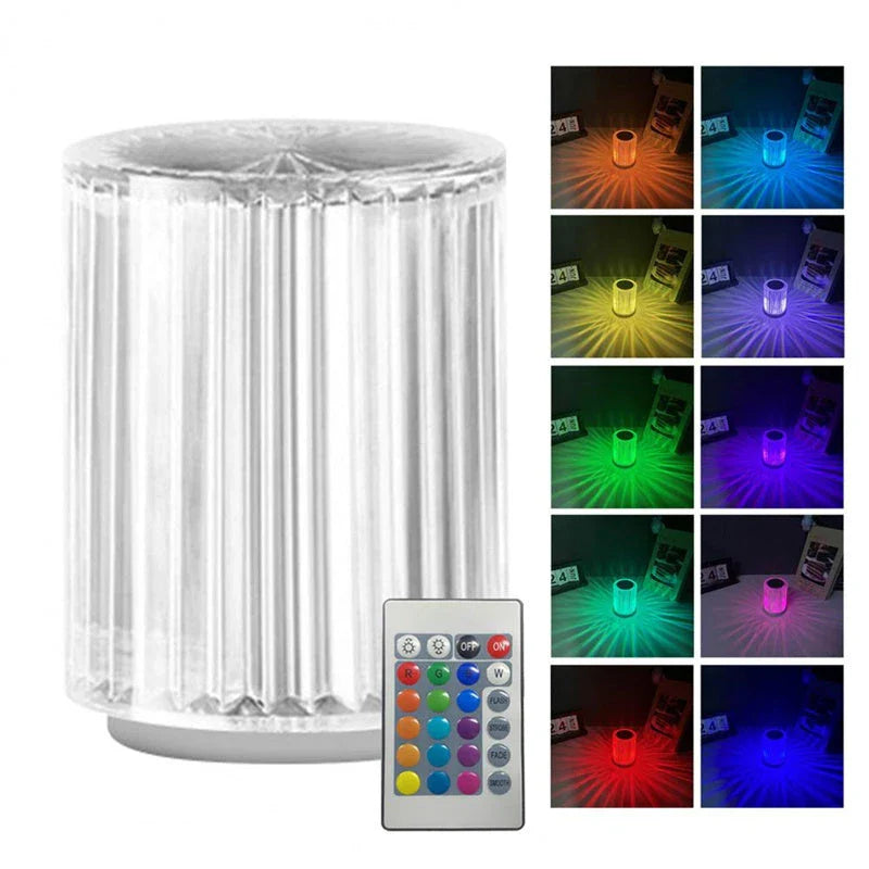 Stylish LED desk lamp with faux crystal design and customizable RGB lighting for home decor
