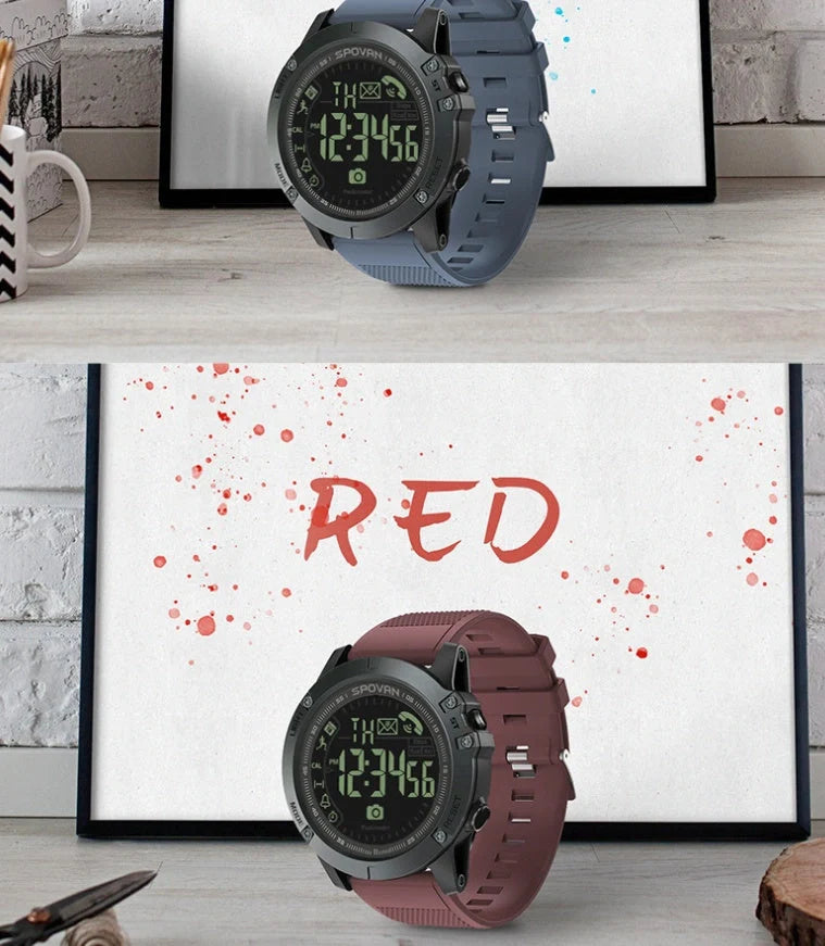 Round electronic fitness watch with waterproof feature and call notifications