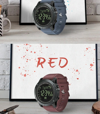 Round electronic fitness watch with waterproof feature and call notifications