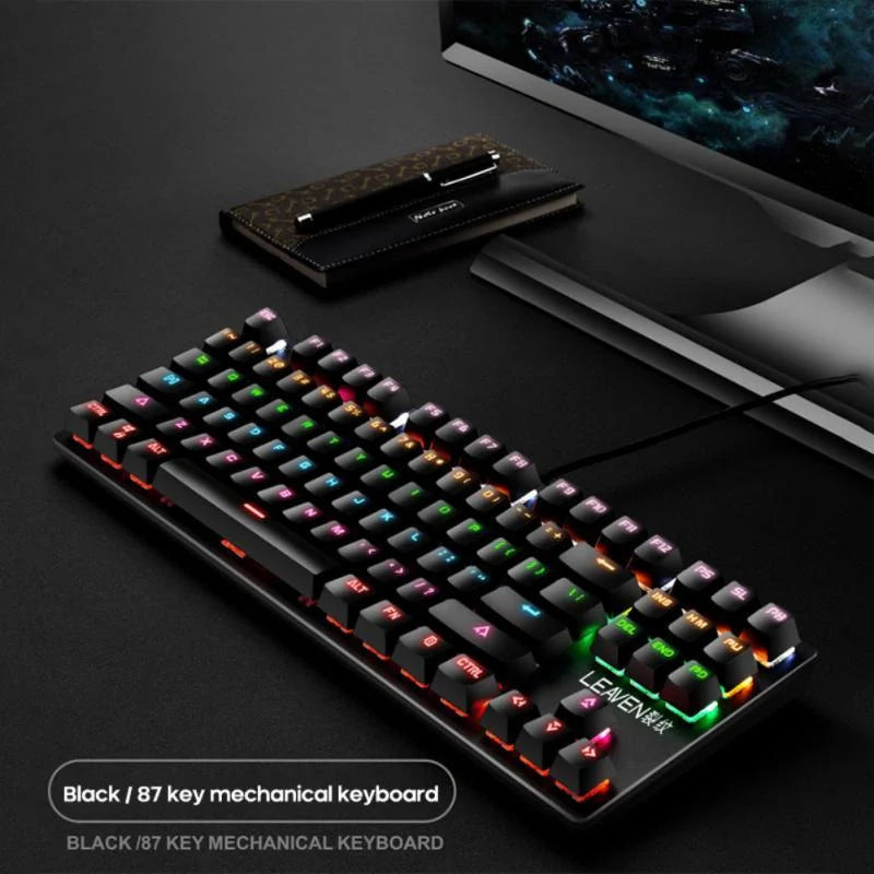 Mechanical Keyboard with Green Shaft and 87 Non-Punch Keys in various colors