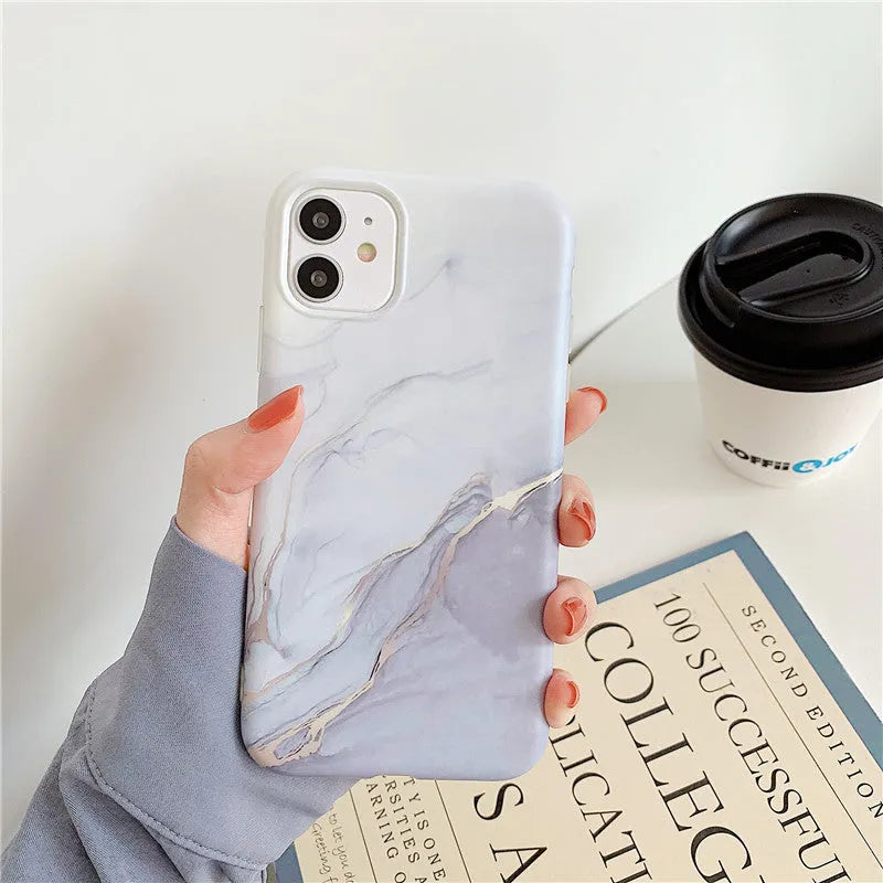 Cartoon marble pattern TPU back cover case for iPhone in various colour options