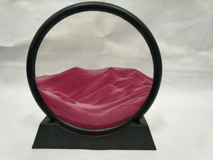 Glass quicksand painting with dynamic sand patterns in New Chinese abstract style, polished surface