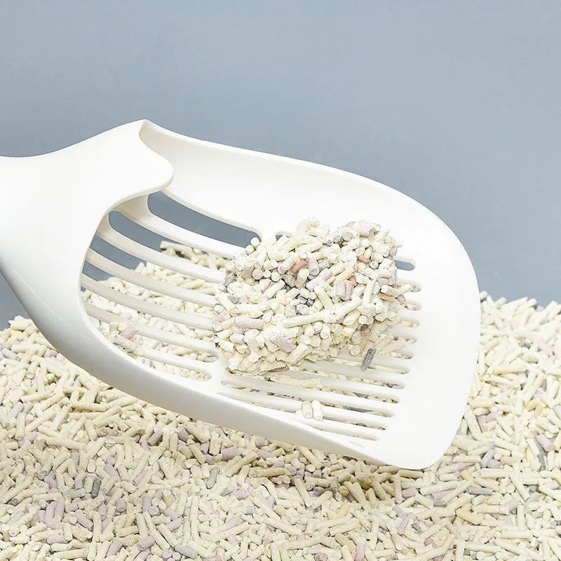 Stainless steel cat litter shovel with wide mesh sieve for sifting tofu cat litter