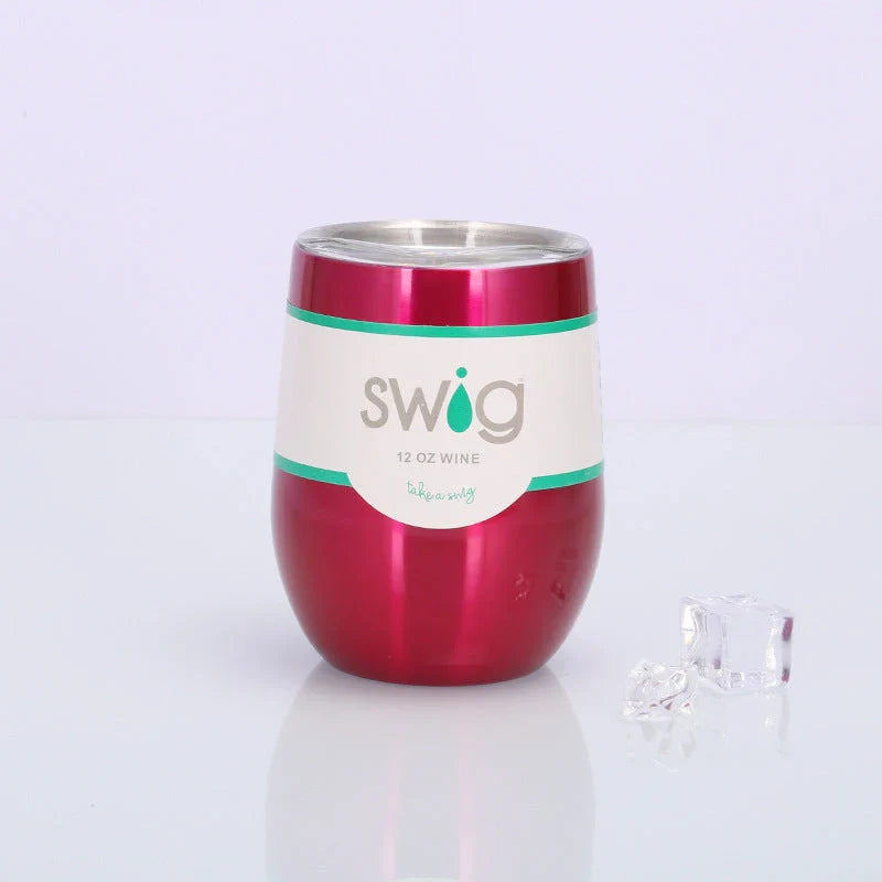 Insulated Stainless Steel Wine Tumbler - 12oz Double-Wall Vacuum Cup in Various Colors