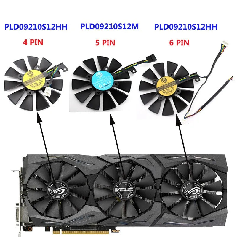 ASUS ROG Strix graphics card replacement cooling fan with 87mm dimensions and 4-pin connector