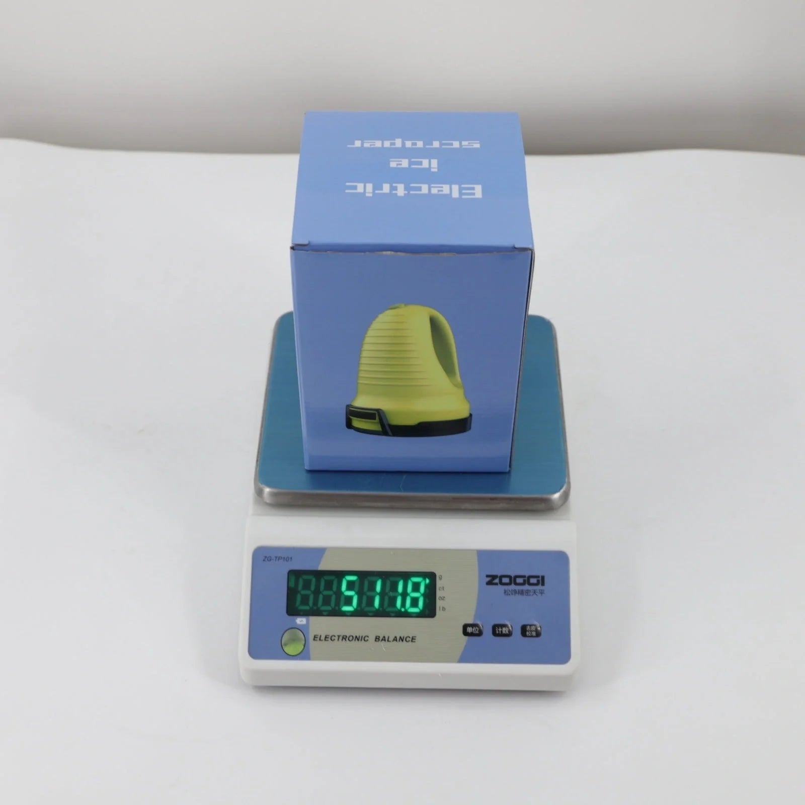 Electric snow scraper in yellow with USB charger for quick ice removal