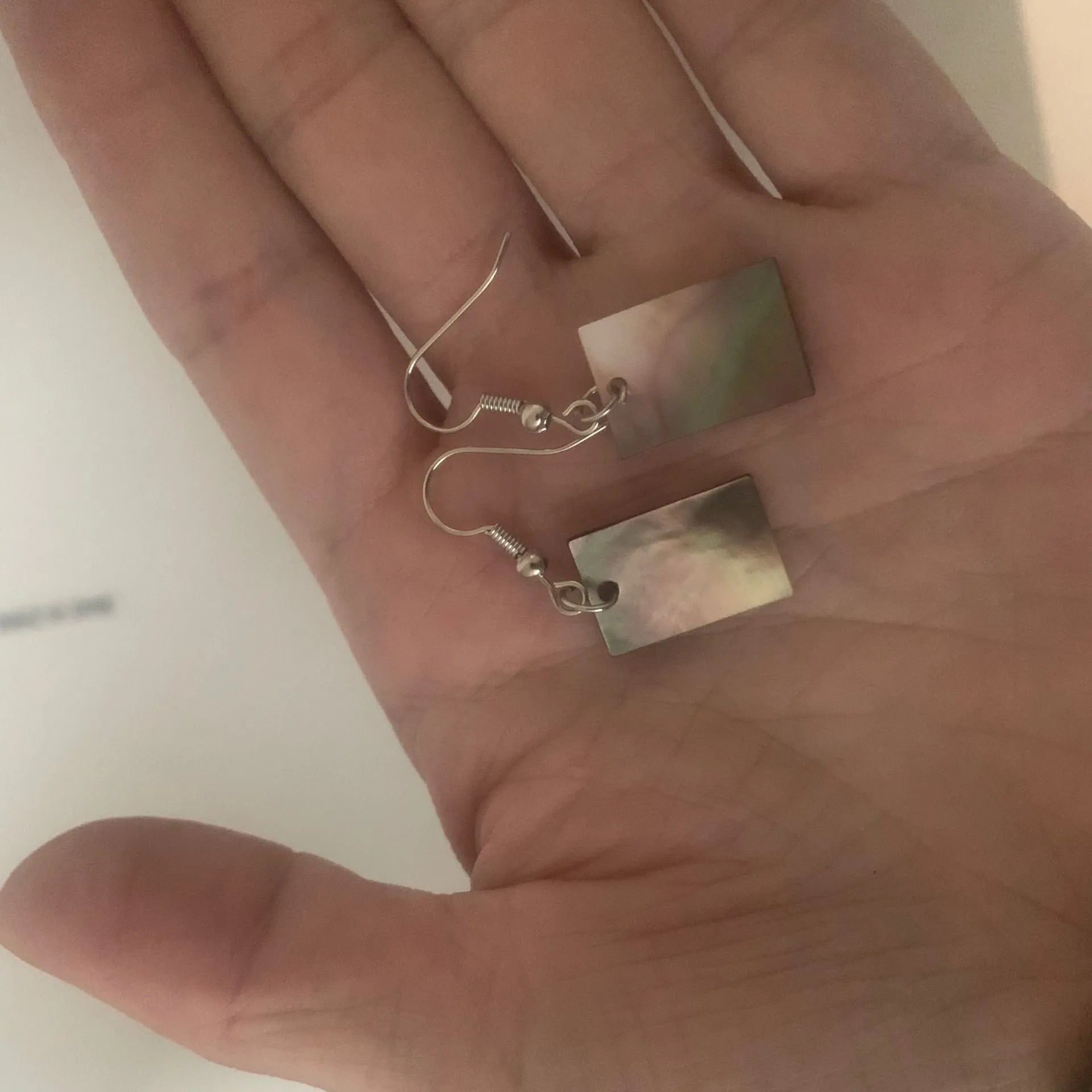 Women's geometric shell earrings in square panther or rectangular shell designs with natural retro style