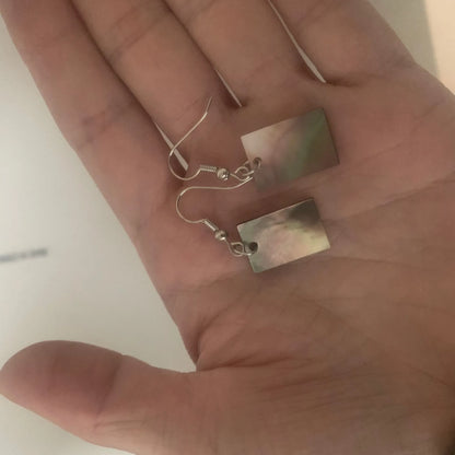 Women's geometric shell earrings in square panther or rectangular shell designs with natural retro style