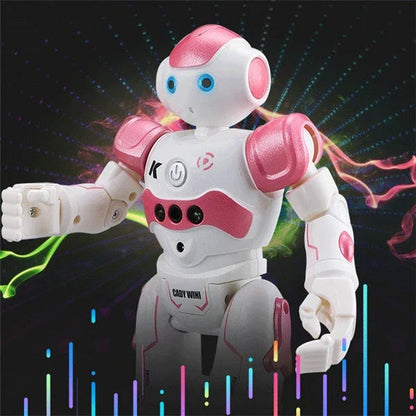 Remote control dancing robot toy with gesture controls, autonomous navigation, and customizable dance routines