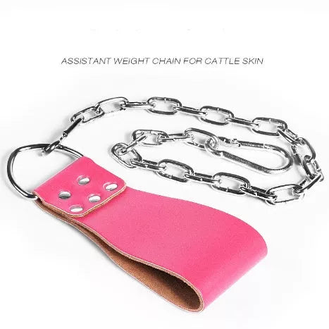 Leather weight lifting belt chain ring for power training in various colours