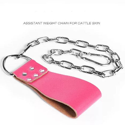 Leather weight lifting belt chain ring for power training in various colours