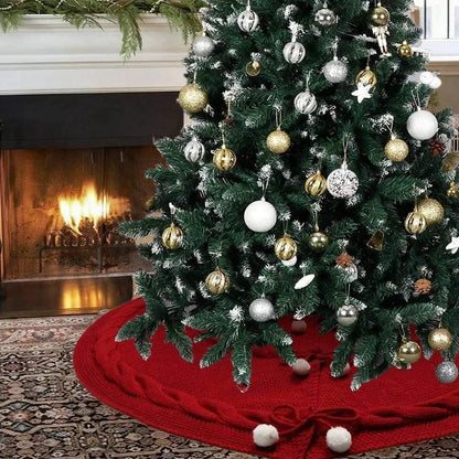 Wine red acrylic Christmas tree skirt, 120cm diameter, circular design for hiding tree bases