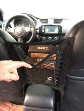 Premium car backseat organizer net made of durable polyester mesh, designed to hold essentials and separate pets/kids for a tidy, organized vehicle.