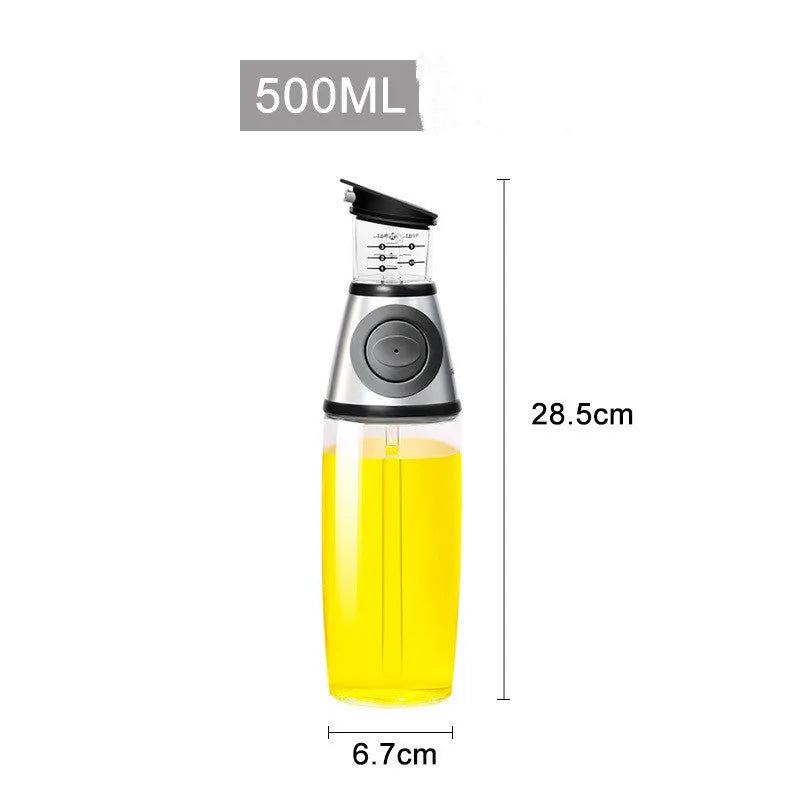 500ml clear glass oil bottle with 28.5cm height and square base for kitchen condiment storage