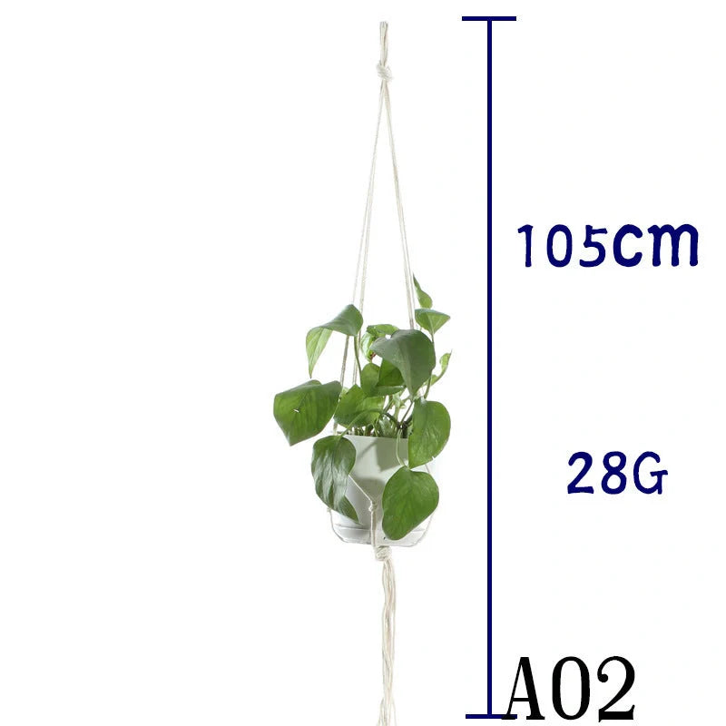 Handmade beige cotton rope indoor plant hanger basket for stylish home decor